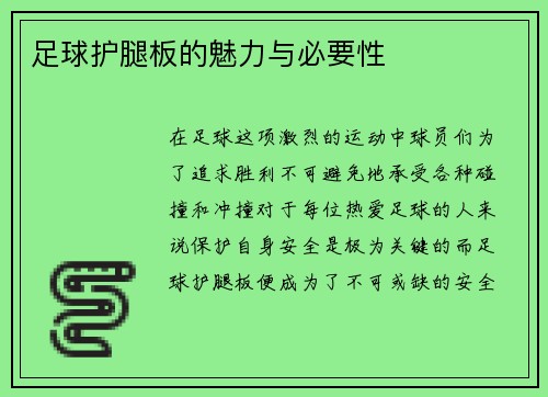足球护腿板的魅力与必要性
